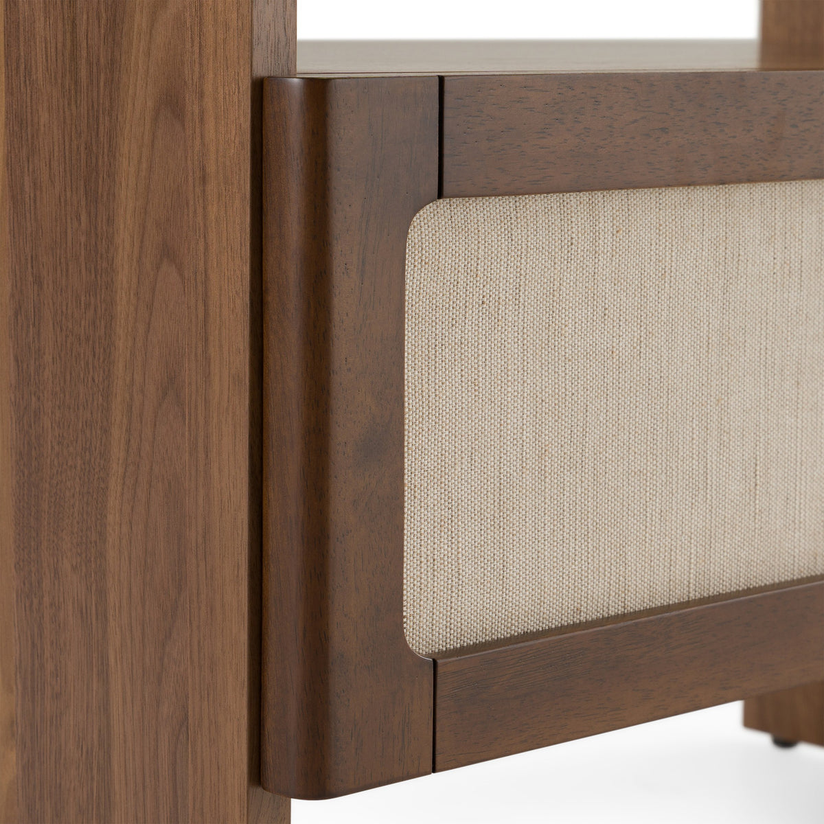 Emilio Modern Beige Fabric + Burlap + Walnut 4-Piece Bedroom Set