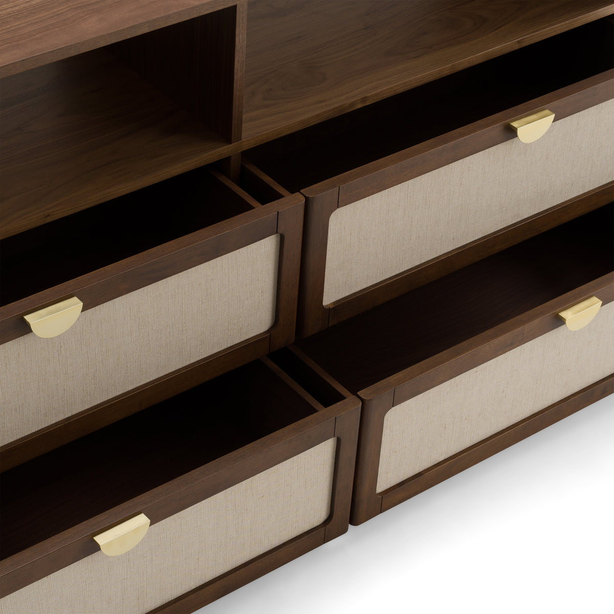Emilio Modern Natural Burlap + Walnut Dresser