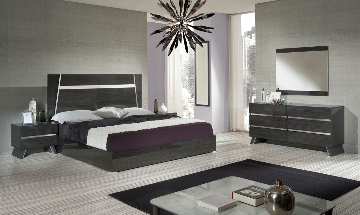 Queen Emporio Italian Modern Grey Bedroom Set