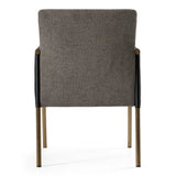 Engel Modern Dark Grey Vegan Leather + Grey Fabric + Antique Brass Dining Chair