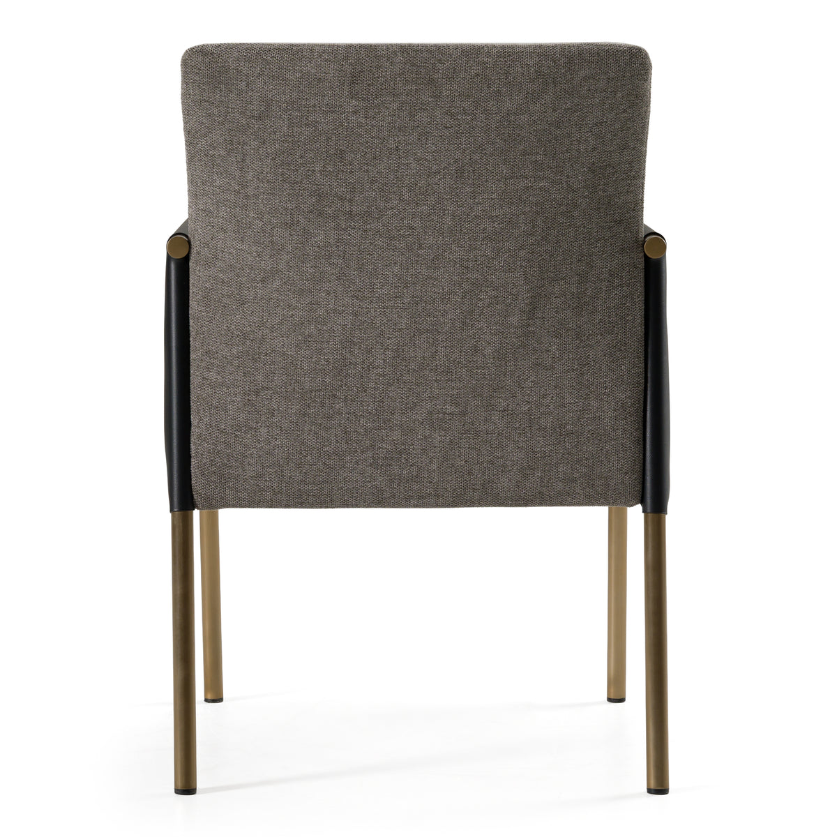 Engel Modern Dark Grey Vegan Leather + Grey Fabric + Antique Brass Dining Chair