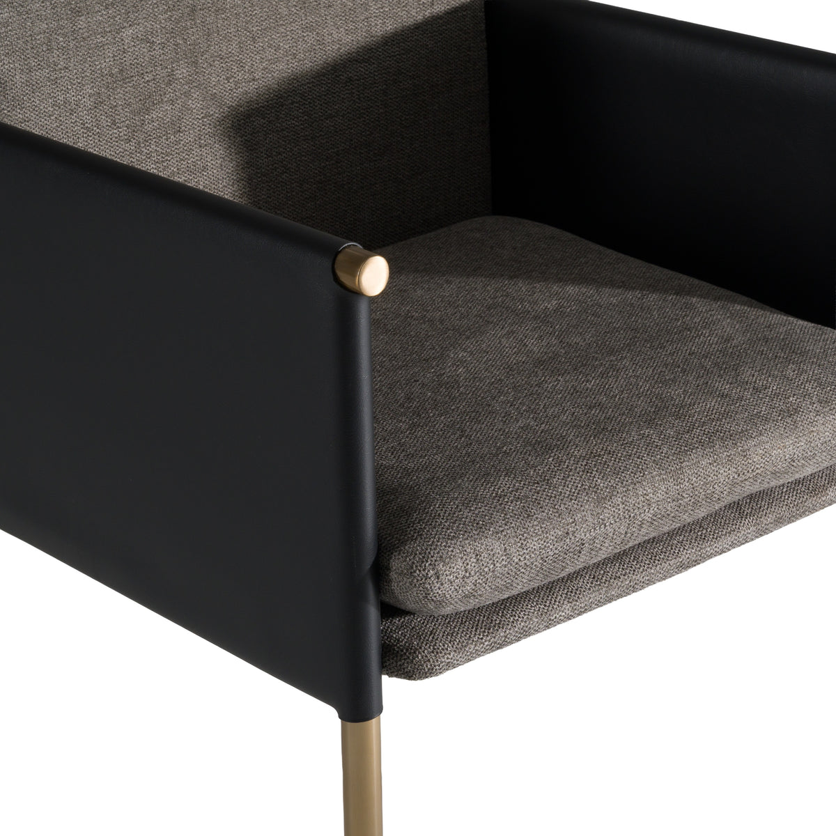 Engel Modern Dark Grey Vegan Leather + Grey Fabric + Antique Brass Dining Chair
