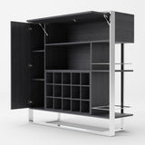 Fauna Elm Grey & Stainless Steel Wine Cabinet