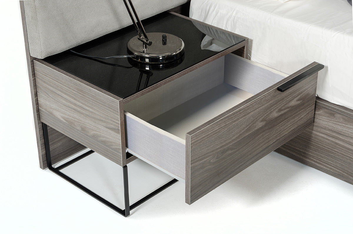 Enzo Italian Modern Grey Oak Nightstand