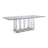Ericson Modern Glass & Stainless Steel Dining Table