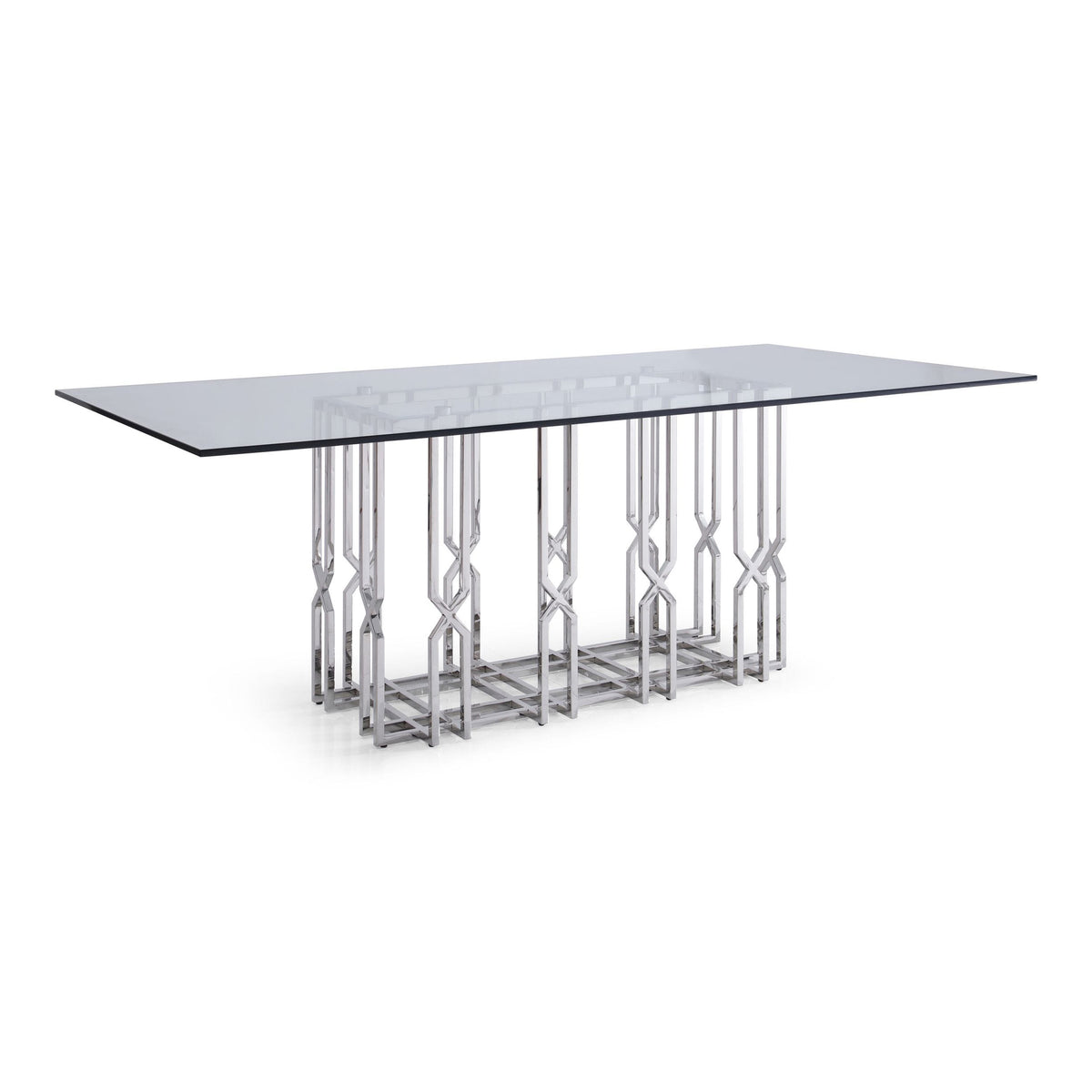 Ericson Modern Glass & Stainless Steel Dining Table