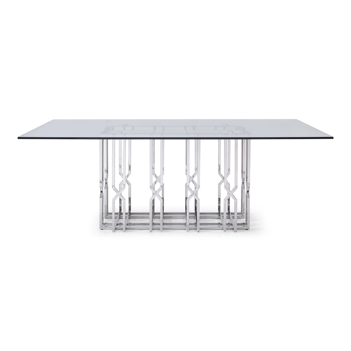 Ericson Modern Glass & Stainless Steel Dining Table