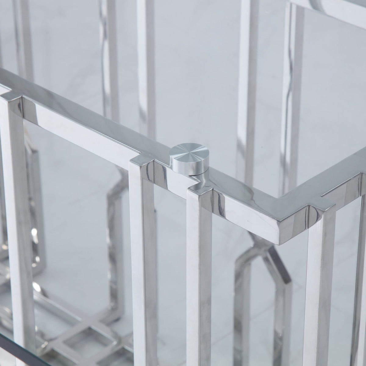 Ericson Modern Glass & Stainless Steel Dining Table