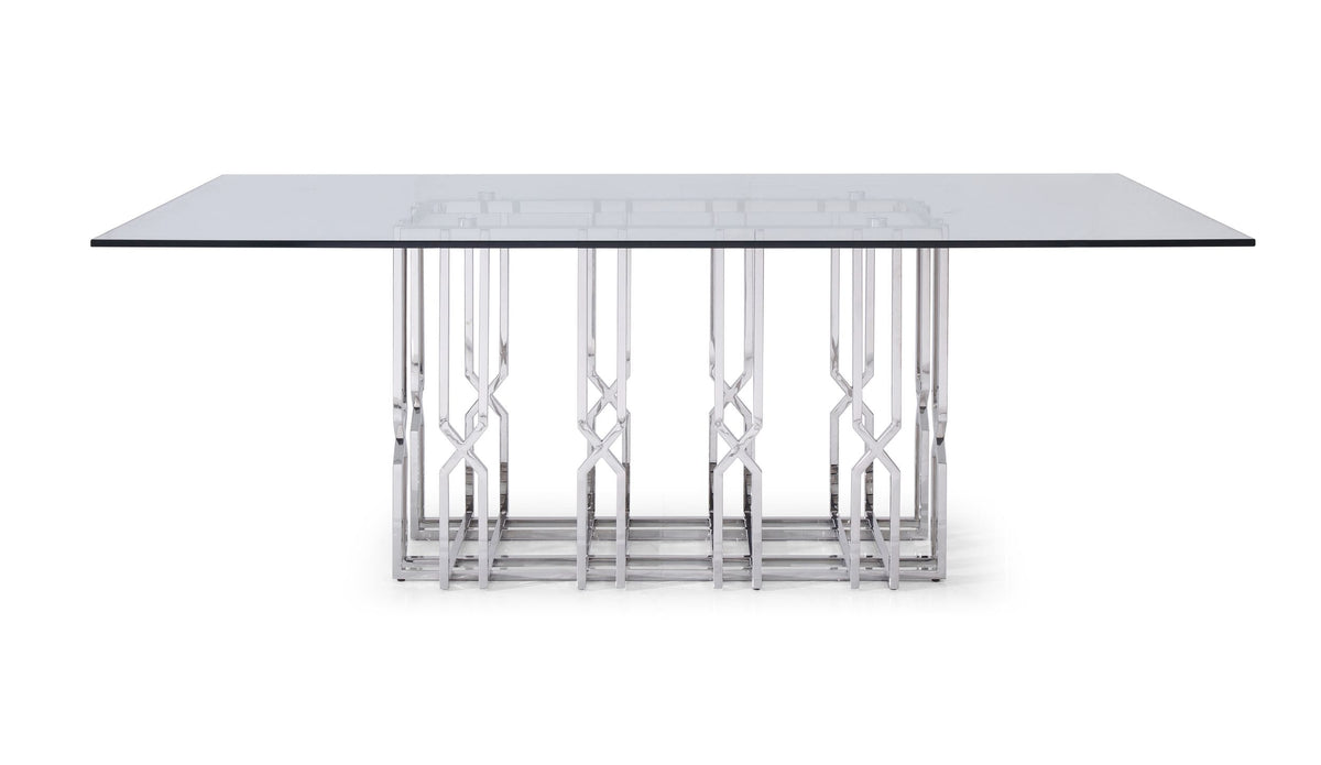 Ericson Modern Glass & Stainless Steel Dining Table