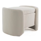 Erin Modern Cream Fabric Storage Ottoman