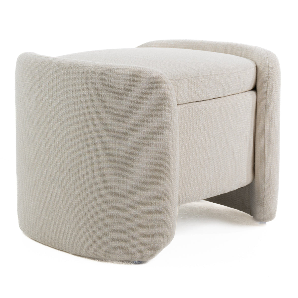 Erin Modern Cream Fabric Storage Ottoman