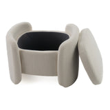 Erin Modern Cream Fabric Storage Ottoman