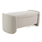 Erin Modern Cream Fabric Storage Ottoman Bench