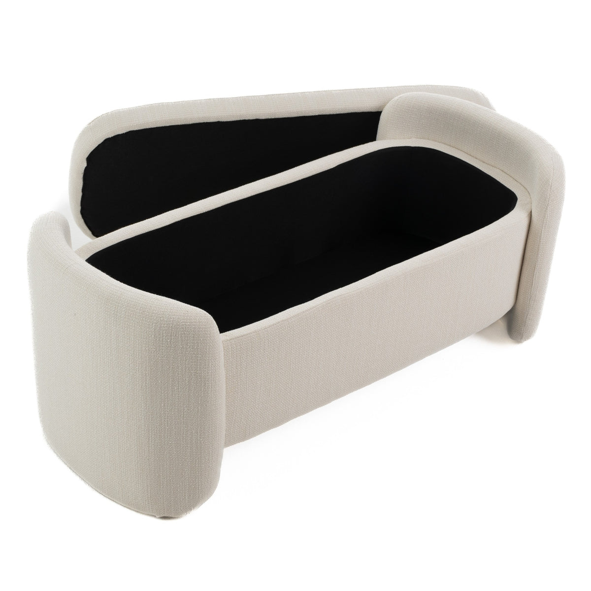 Erin Modern Cream Fabric Storage Ottoman Bench