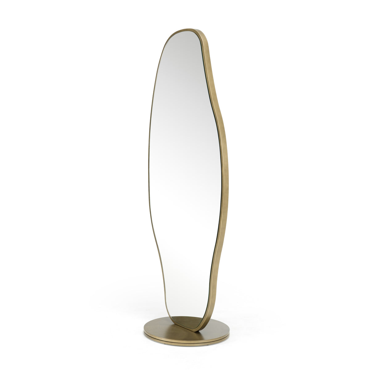 Esteem Modern Antique Brass Freestanding Mirror
