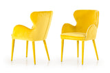 Tigard Mid-Century Yellow Fabric Dining Chair
