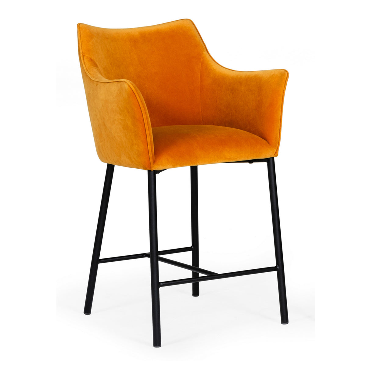Exodus Modern Orange Velvet Counter Stool