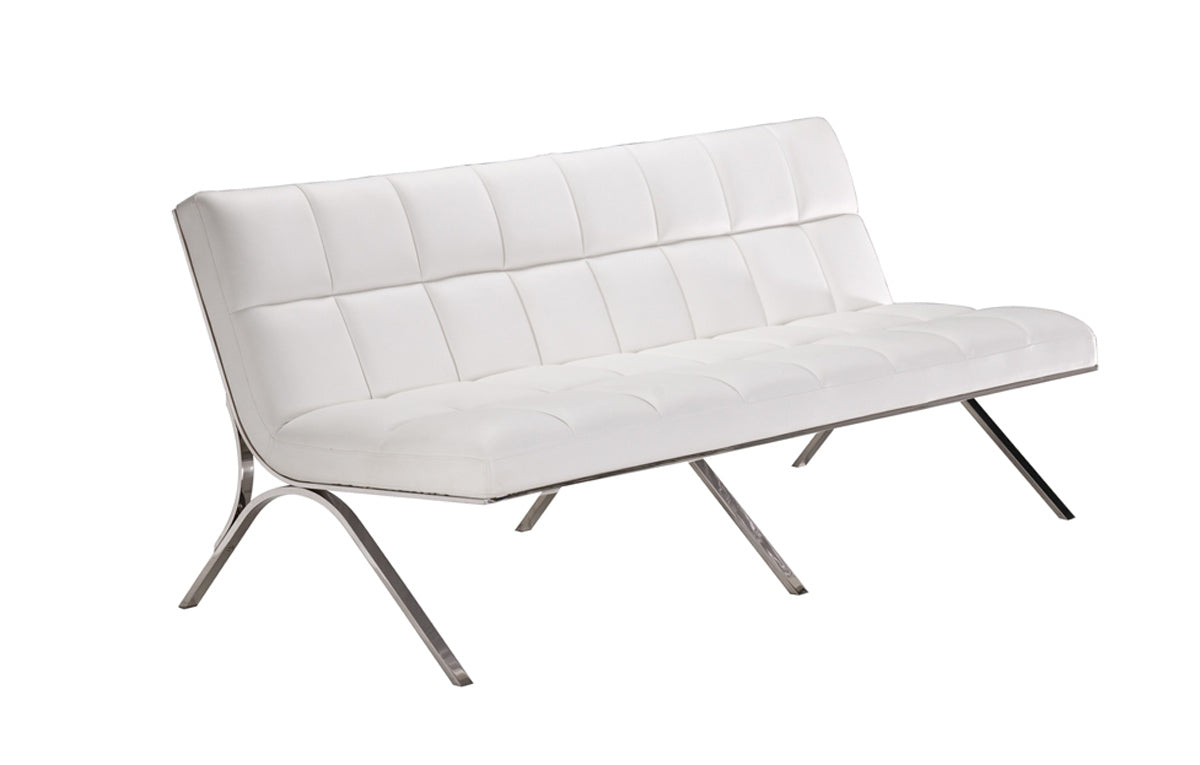 Antimony Mid-Century White Leatherette Sofa Set