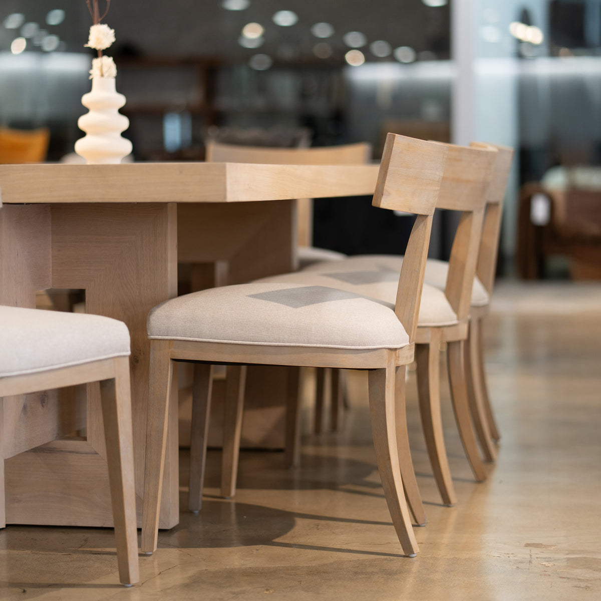 Fabien Mid-Century Modern Beige Linen + Wood Dining Chair (Set of 2)