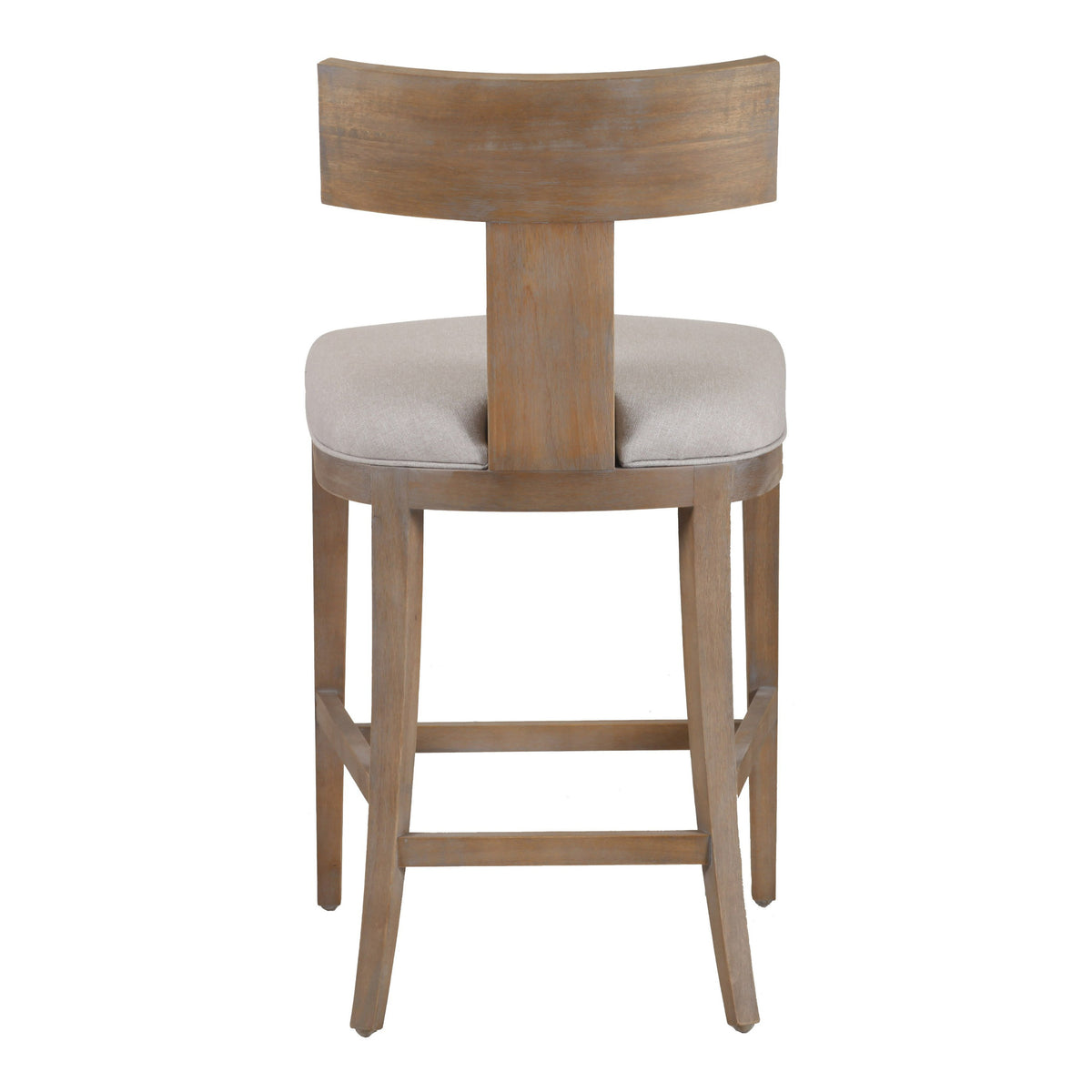 Fabien Mid-Century Modern Beige Linen + Wood Counter Chair