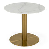 Fairway Glam White Marble and Brushed Gold Tall End Table