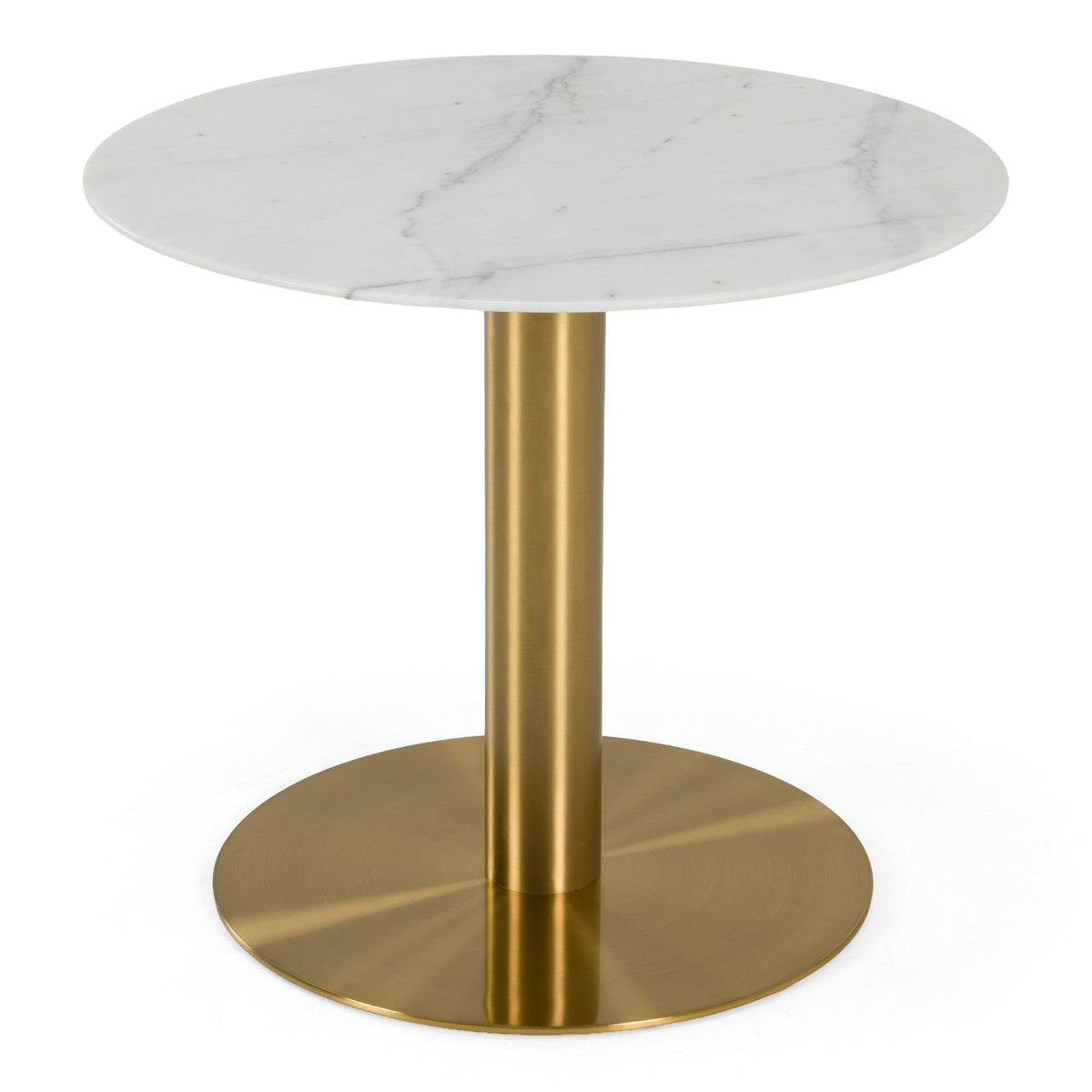 Fairway Glam White Marble and Brushed Gold Tall End Table