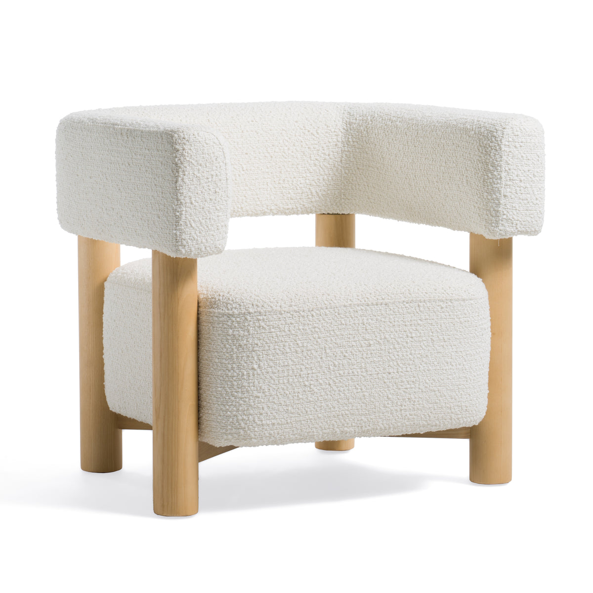 Fang Modern White Fabric & Wood Accent Chair