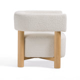Fang Modern White Fabric & Wood Accent Chair