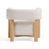 Fang Modern White Fabric & Wood Accent Chair