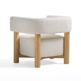 Fang Modern White Fabric & Wood Accent Chair