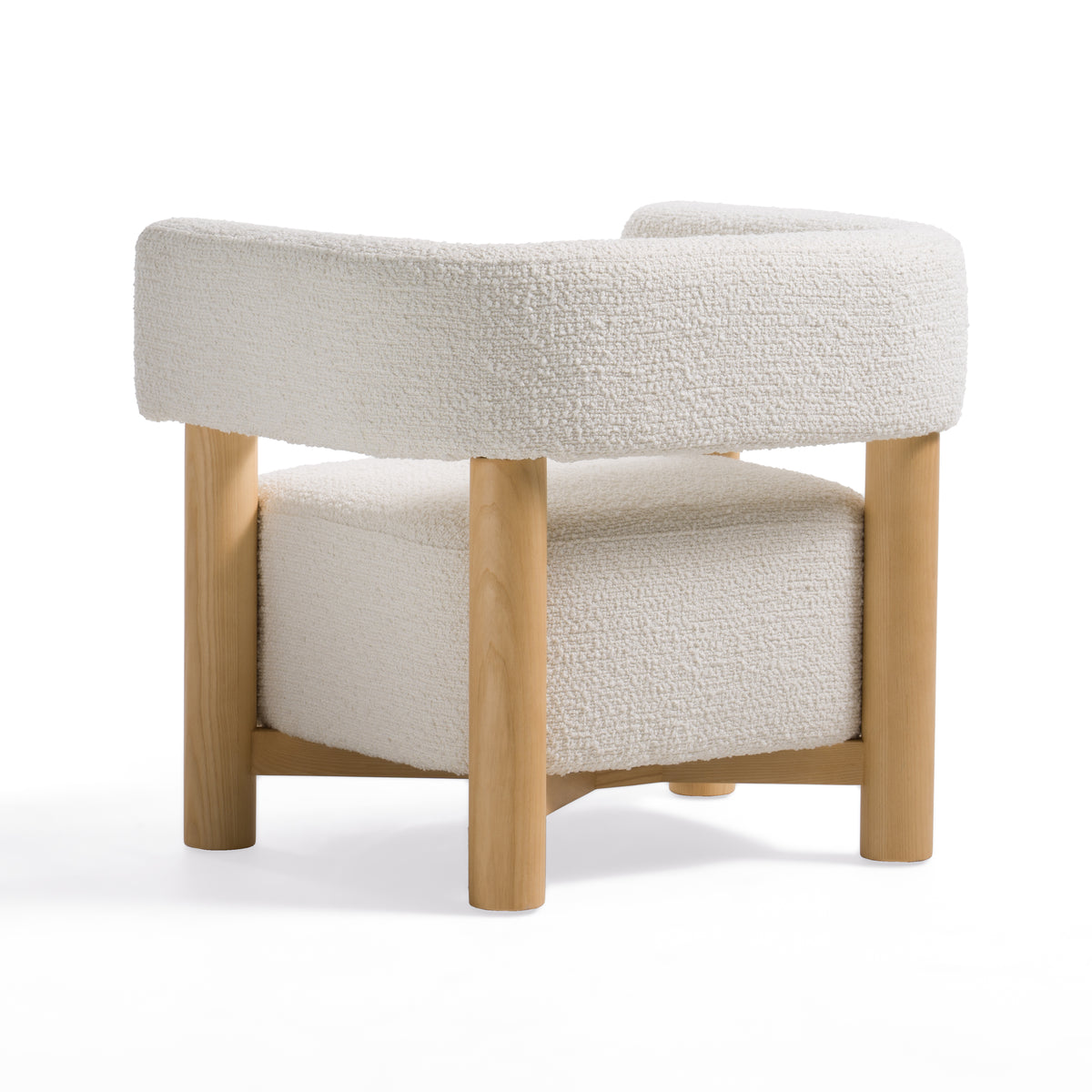 Fang Modern White Fabric & Wood Accent Chair
