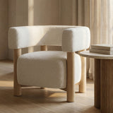 Fang Modern White Fabric & Wood Accent Chair