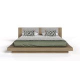 Fantasia Contemporary Walnut & Grey Bed with Two Nightstands