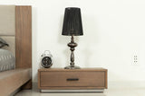 Eastern King Fantasia Contemporary Walnut & Grey Bed with Two Nightstands
