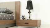 Eastern King Fantasia Contemporary Walnut & Grey Bed with Two Nightstands