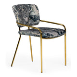 Farnon Modern Patterned Velvet and Gold Dining Chair