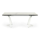 Farrell Modern White Ceramic Extendable Dining Table