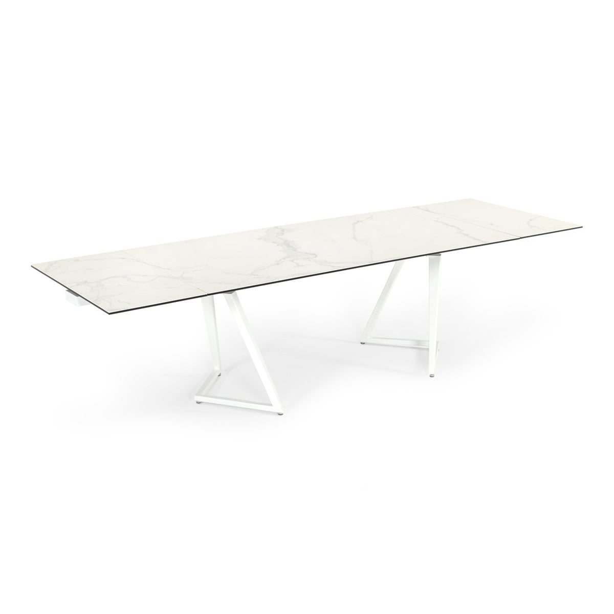 Farrell Modern White Ceramic Extendable Dining Table