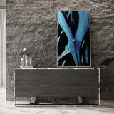 Fauna Modern Elm Grey & Stainless Steel Buffet