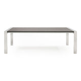 Fauna Modern Elm Grey & Stainless Steel Chrome Dining Table
