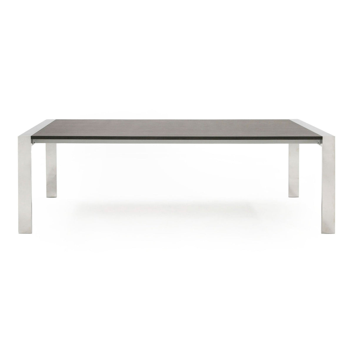 Fauna Modern Elm Grey & Stainless Steel Chrome Dining Table