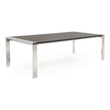 Fauna Modern Elm Grey & Stainless Steel Chrome Dining Table