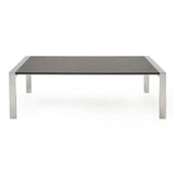 Fauna Modern Elm Grey & Stainless Steel Chrome Dining Table