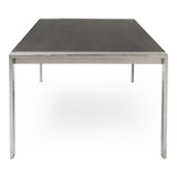 Fauna Modern Elm Grey & Stainless Steel Chrome Dining Table