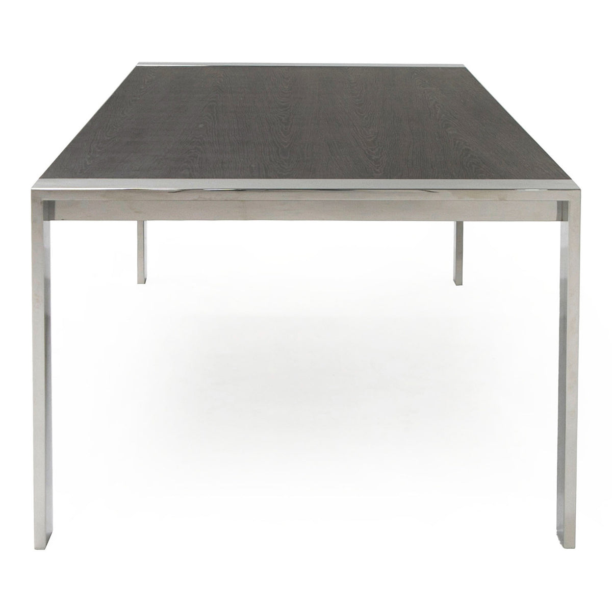 Fauna Modern Elm Grey & Stainless Steel Chrome Dining Table