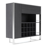 Fauna Elm Grey & Stainless Steel Wine Cabinet