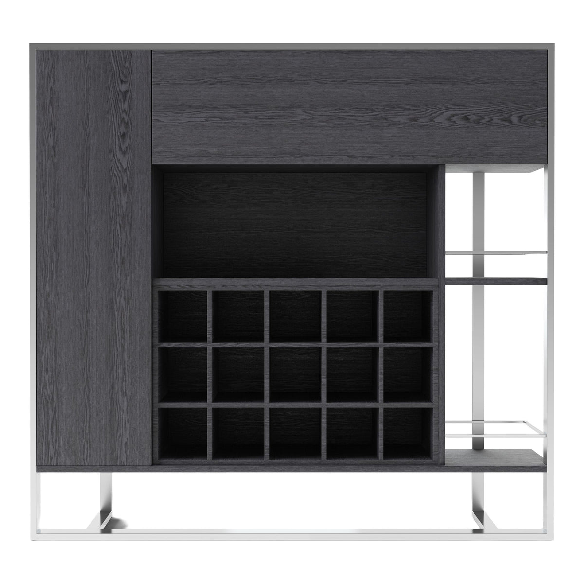 Fauna Elm Grey & Stainless Steel Wine Cabinet