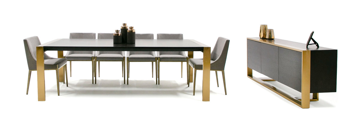 Fauna Modern Wenge and Brass Dining Table
