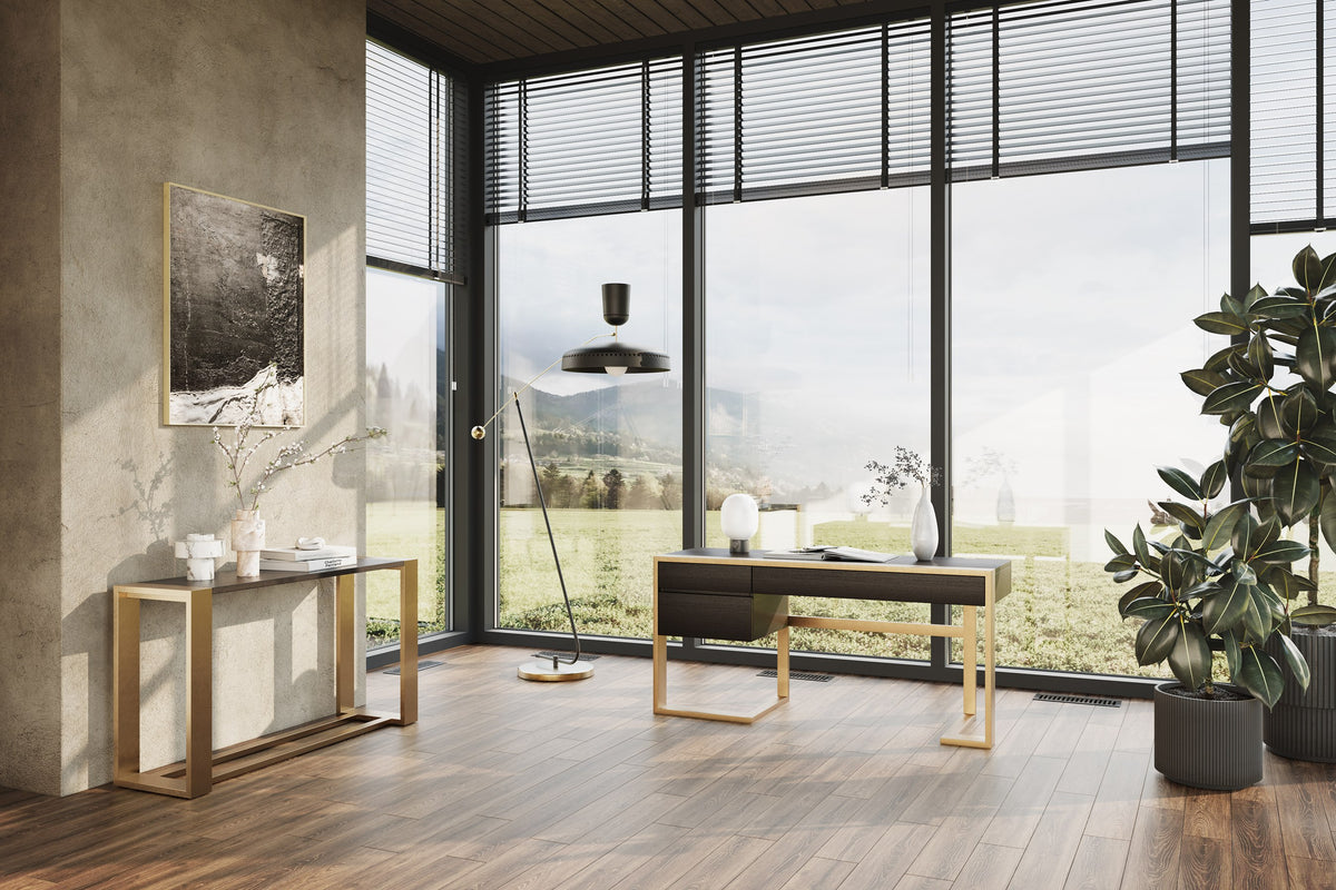 Fauna Modern Wenge and Brass Console Table