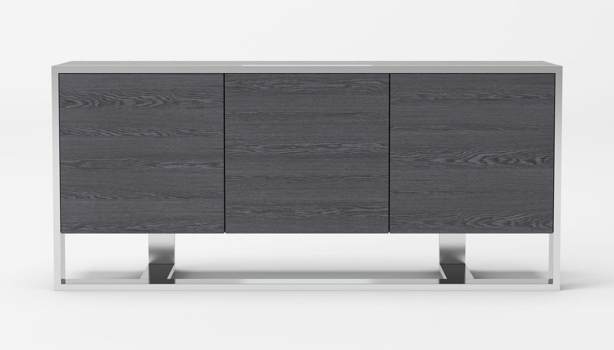 Fauna Modern Elm Grey & Stainless Steel Buffet